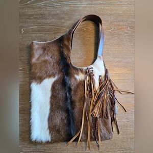 Brown and White Leather Purse